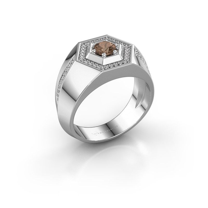 Image of Men's ring sjoerd<br/>950 platinum<br/>Brown diamond 0.73 crt