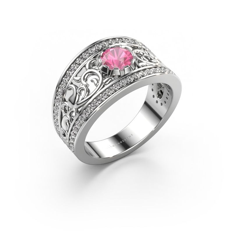 Bague Marilee 585 or blanc saphir rose 5 mm