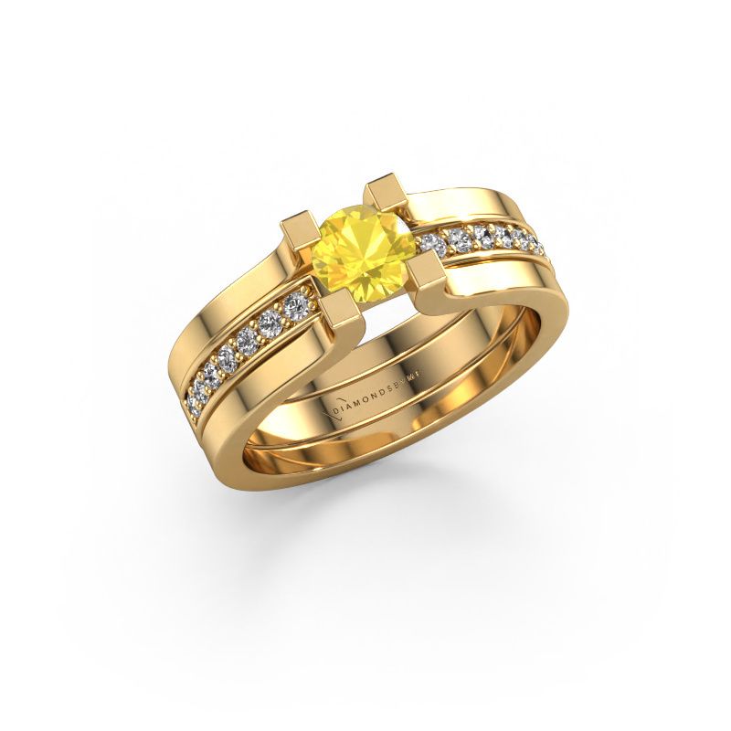 Verlovingsring Myrthe 585 goud gele saffier 5 mm