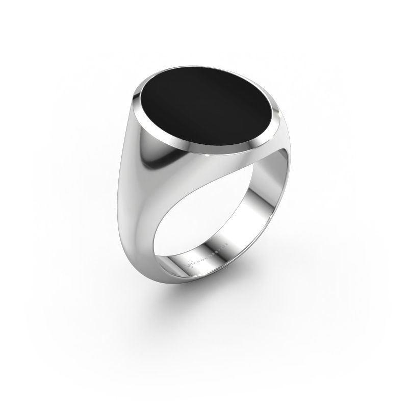 Signet ring Herman 6 585 white gold onyx 16x13 mm