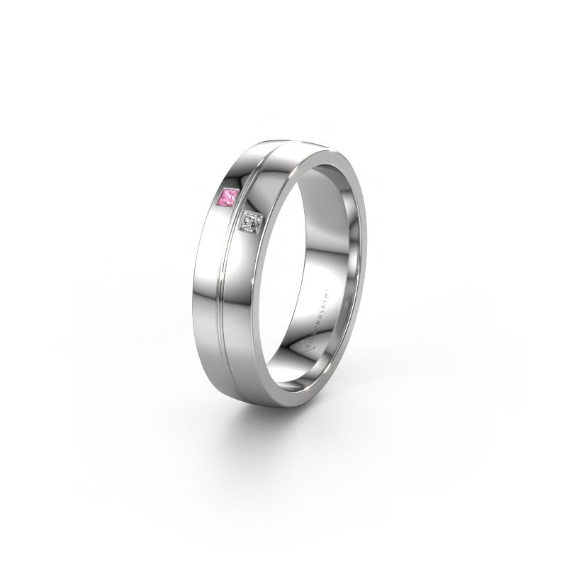 Wedding ring WH0231L25BP 585 white gold pink sapphire ±5x2 mm