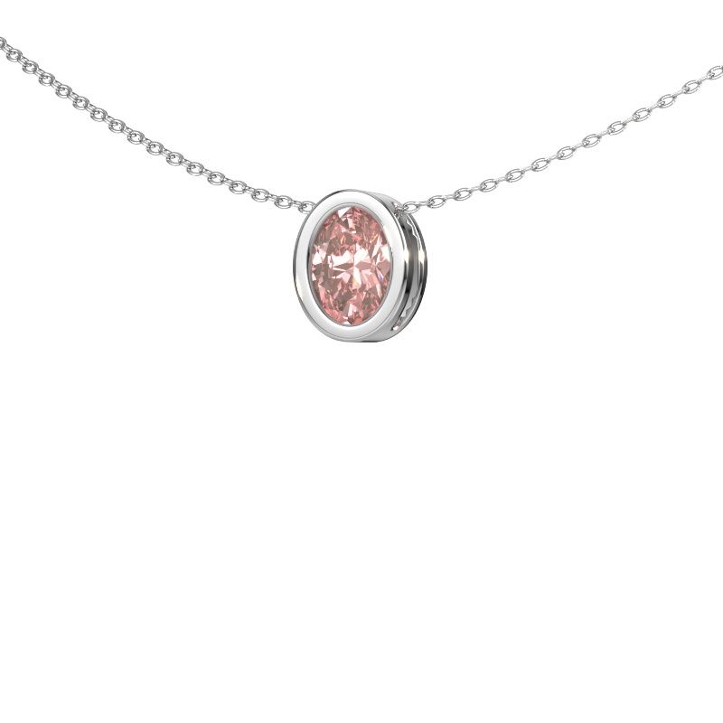 Pendant Lavon OVL 950 platinum pink lab grown diamond 7,5x5,5 mm