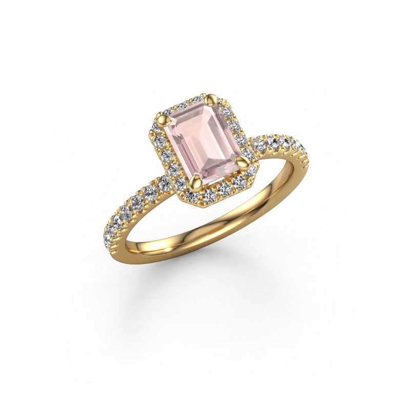 Engagement ring Miranda EME 585 gold morganite champagne 7x5 mm
