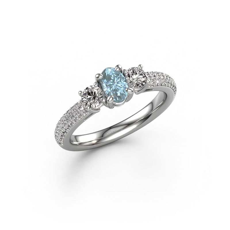 Engagement ring Marielle OVL 585 white gold blue lab grown diamond 6.5x4.5 mm