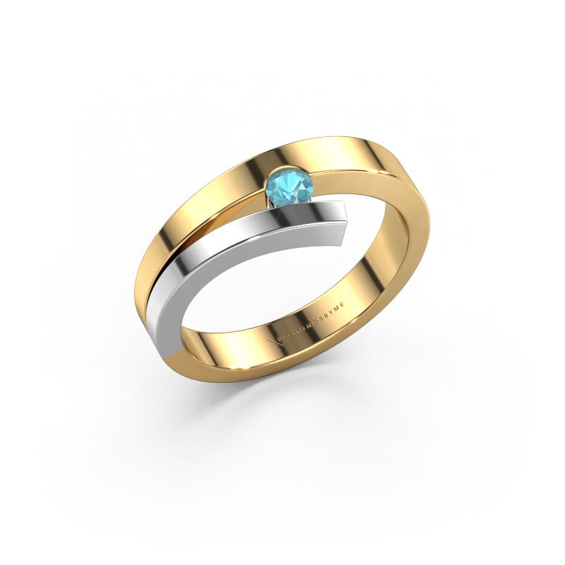 Anello Rosario 585 oro topazio blu 3 mm