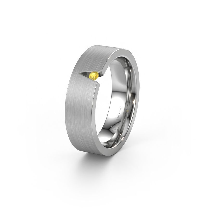 Wedding ring WH2023L 585 white gold yellow sapphire ±6x2 mm