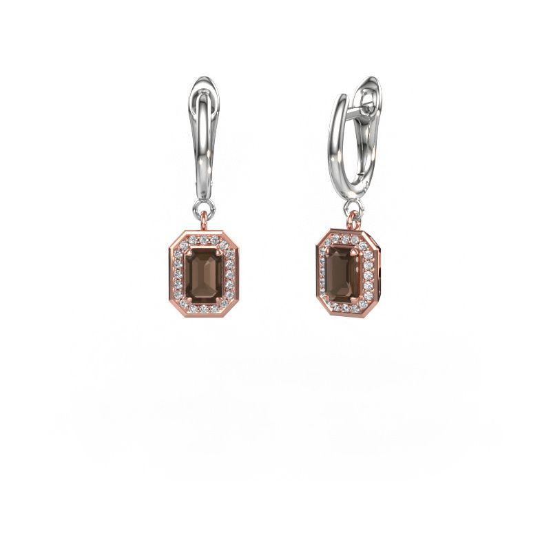 Pendants d'oreilles Dodie 1 585 or rose quartz fumé 6x4 mm