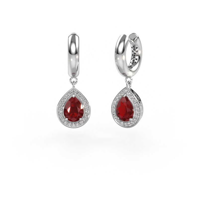 Pendants d'oreilles Barbar 1 950 platine rubis 7x5 mm