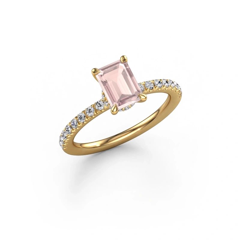 Engagement ring Crystal EME 4 585 gold morganite champagne 7x5 mm