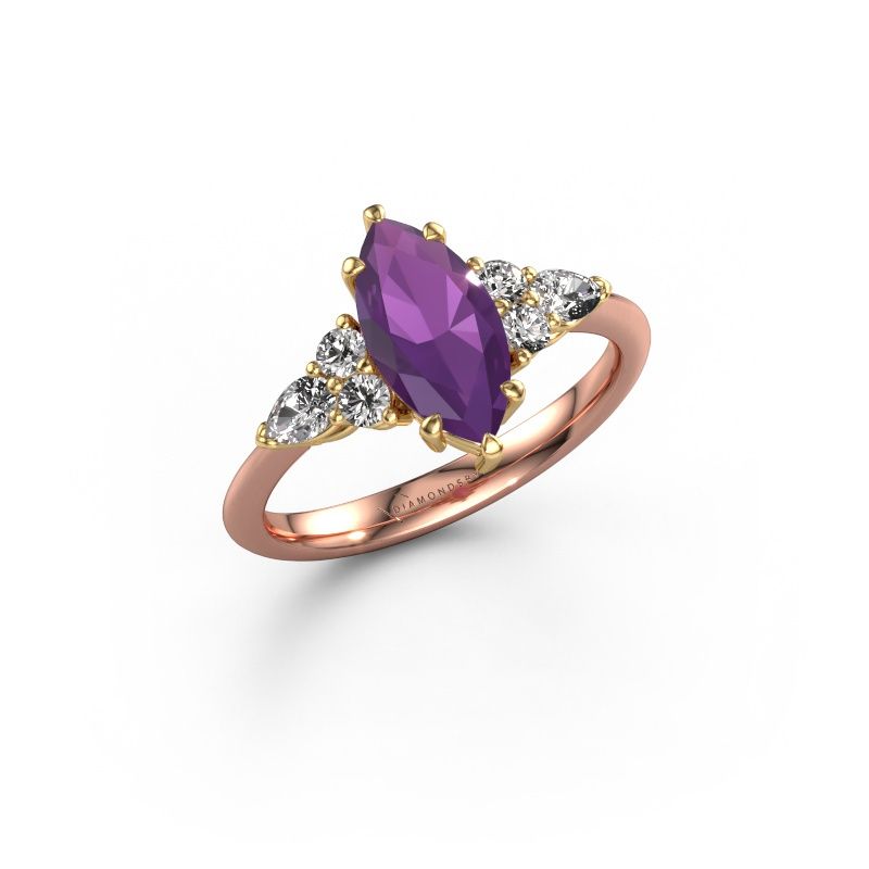 Verlovingsring Melani MRQ 585 rosé goud amethist 11x5.5 mm