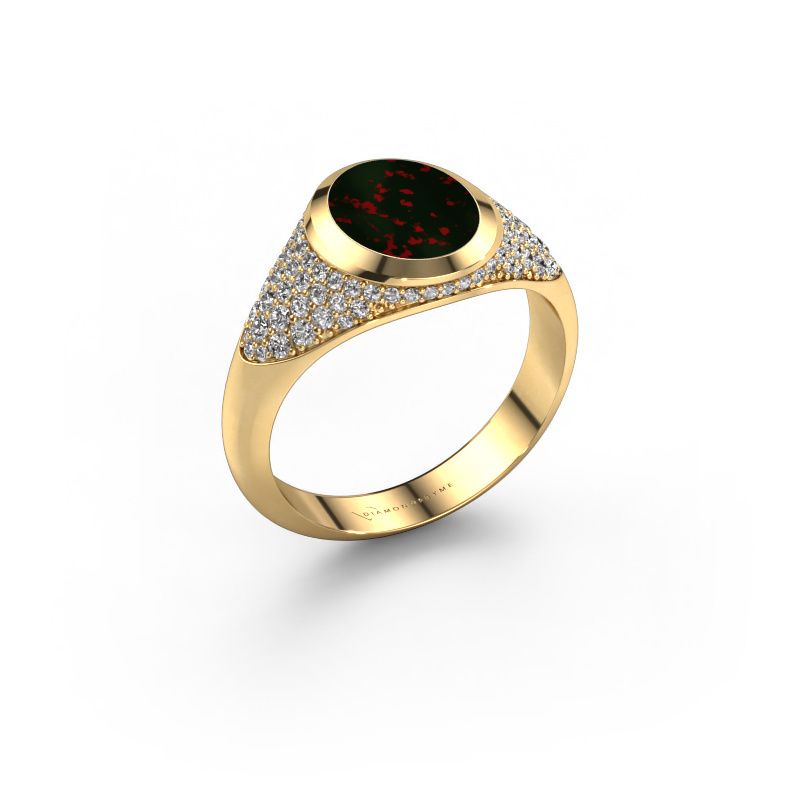 Pinky ring Giovani 585 gold bloodstone 10x8 mm