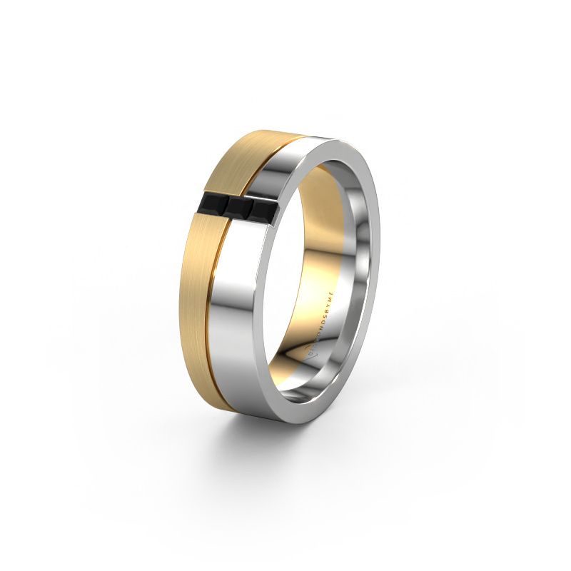 Trouwring WH0906L16A 585 witgoud zwarte diamant ±6x1.7 mm