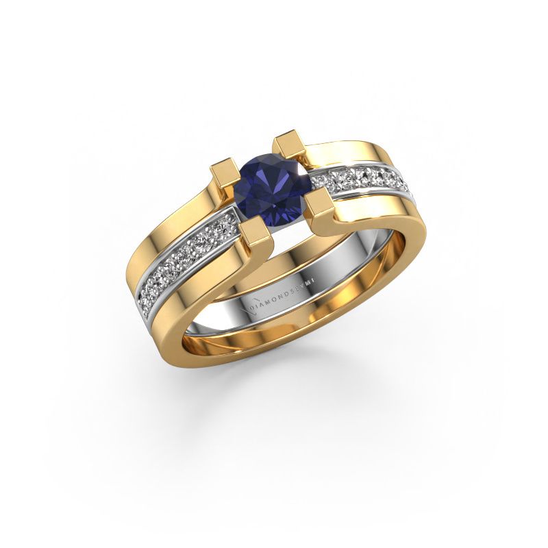 Verlovingsring Myrthe 585 witgoud saffier 5 mm