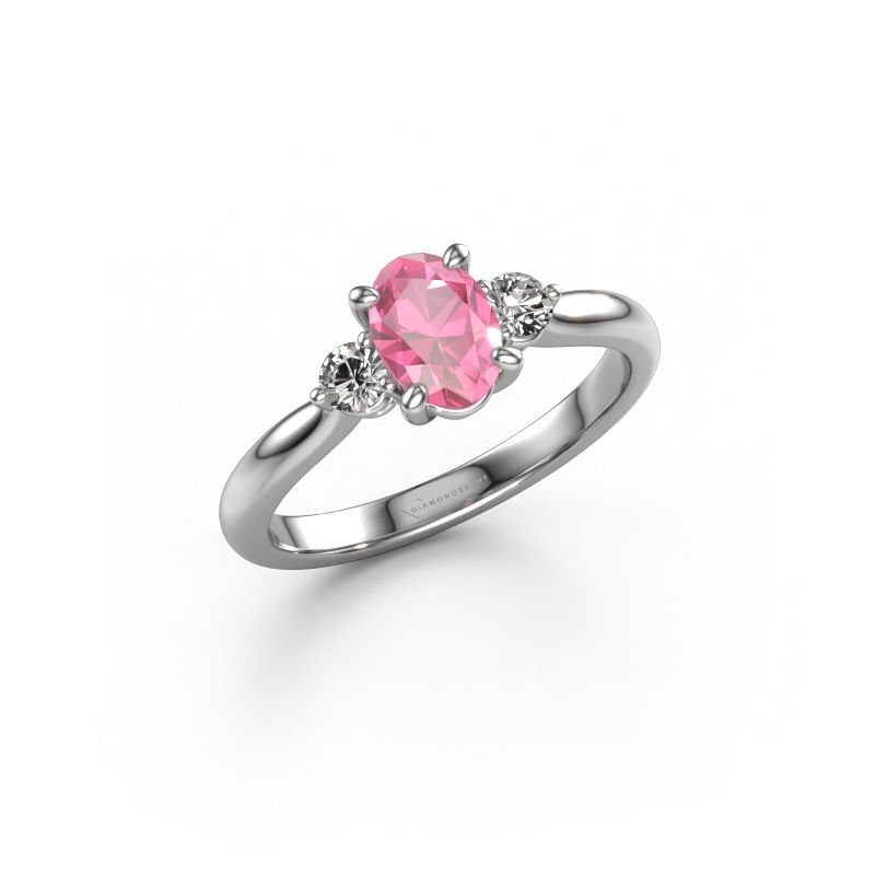 Engagement ring Lieselot OVL 950 platinum pink sapphire 7x5 mm