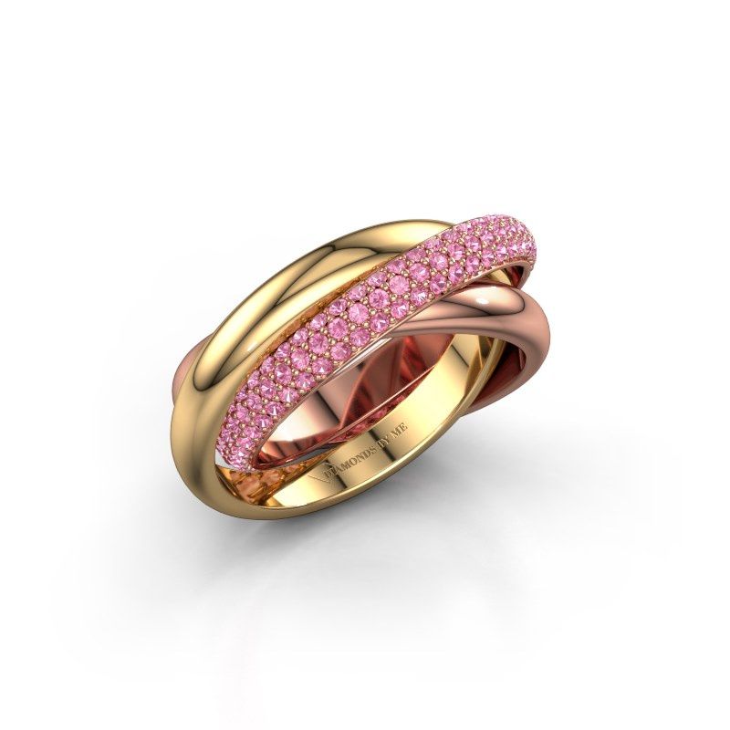 Image de Bague trinity 2<br/>585 or rose<br/>Saphir rose 1 mm