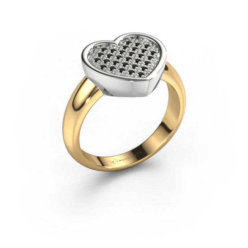 Bague Veerle 585 or jaune diamant noir 0.18 crt