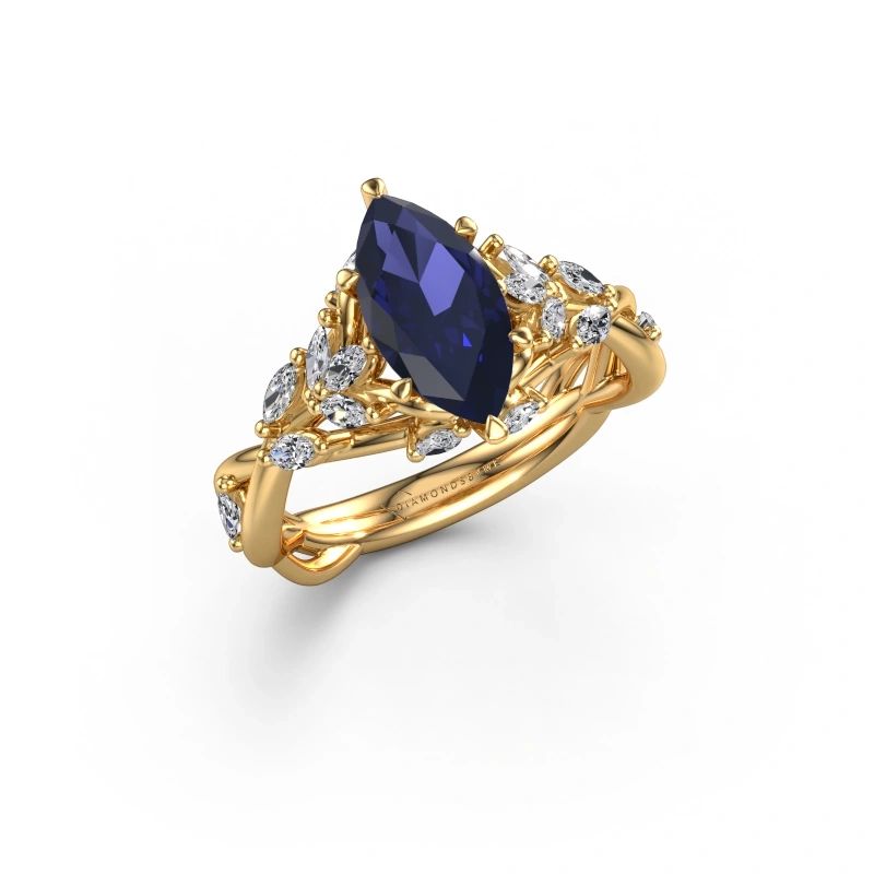 Engagement ring Samantha MRQ 585 gold sapphire 11x5.5 mm