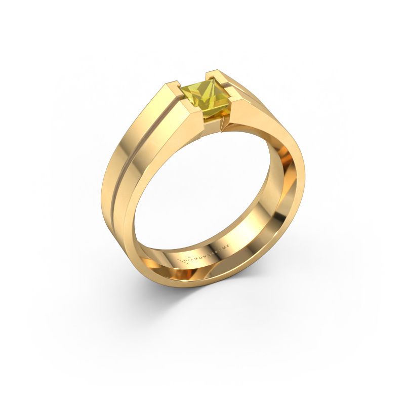 Heren ring Stefan 585 goud gele saffier 4.5 mm