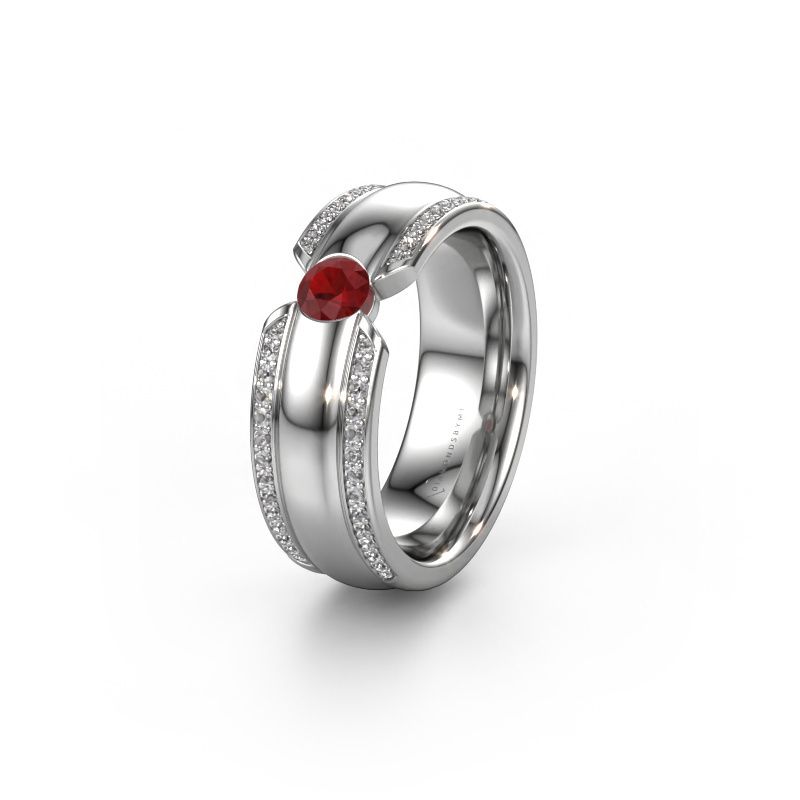 Wedding ring WHR0575L 585 white gold ruby ±7x2 mm