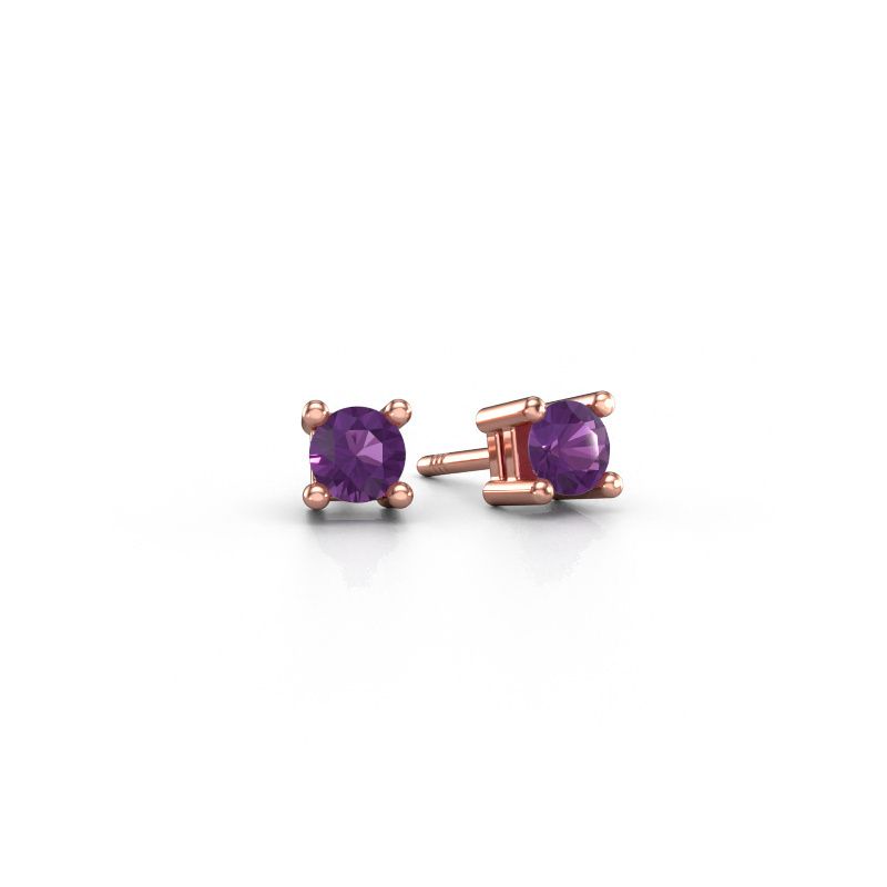 Oorknopjes Eline 585 rosé goud amethist 5 mm