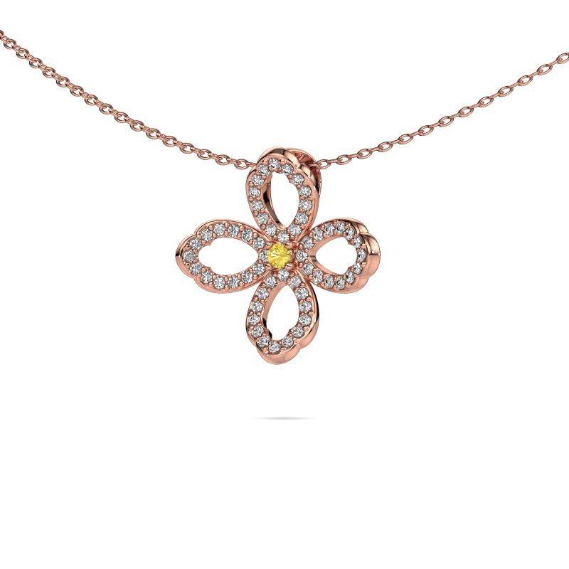 Ketting Chelsea 585 rosé goud gele saffier 2 mm