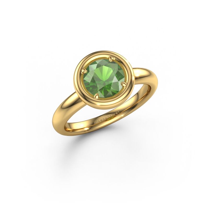 Verlovingsring Noa RND 585 goud toermalijn groen 6.8 mm