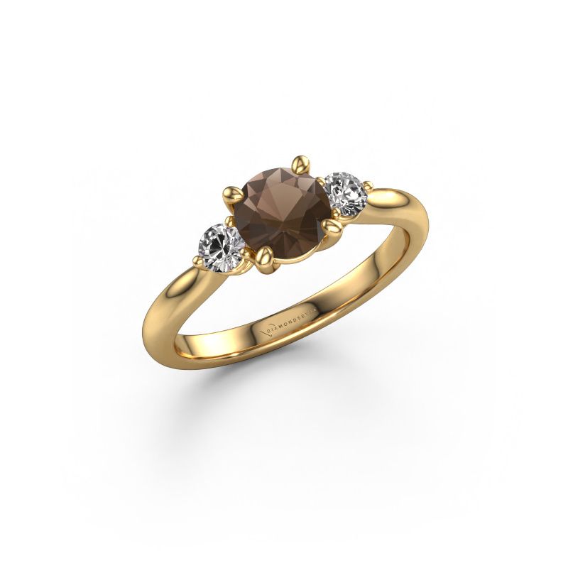 Engagement ring Lieselot RND 585 gold smokey quartz 6.5 mm