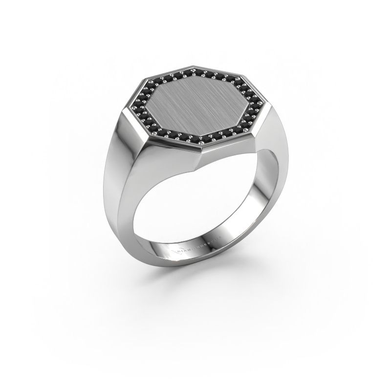 Men's ring Floris Octa 3 950 platinum black diamond 0.288 crt