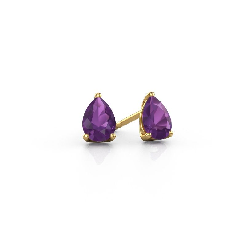 Clous d'oreilles Sam PER 585 or jaune améthyste 7x5 mm