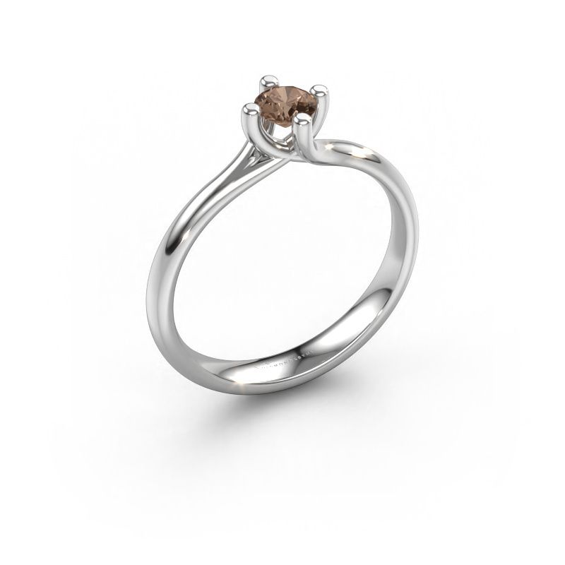 Verlovingsring Dewi Round 585 witgoud bruine diamant 0.25 crt