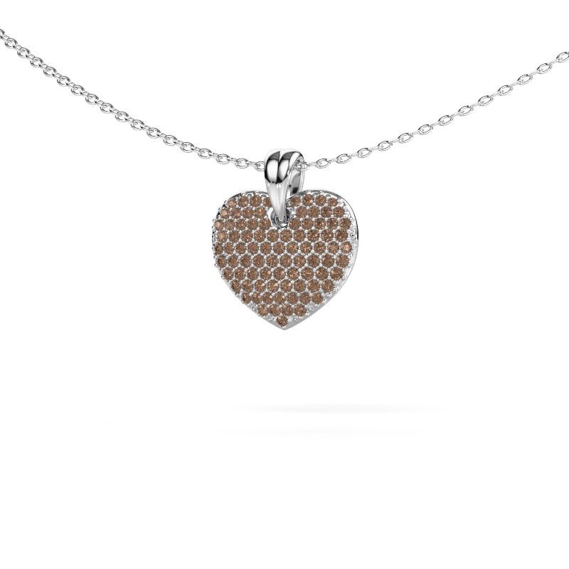 Image of Necklace Heart 5 585 white gold brown diamond 0.402 crt