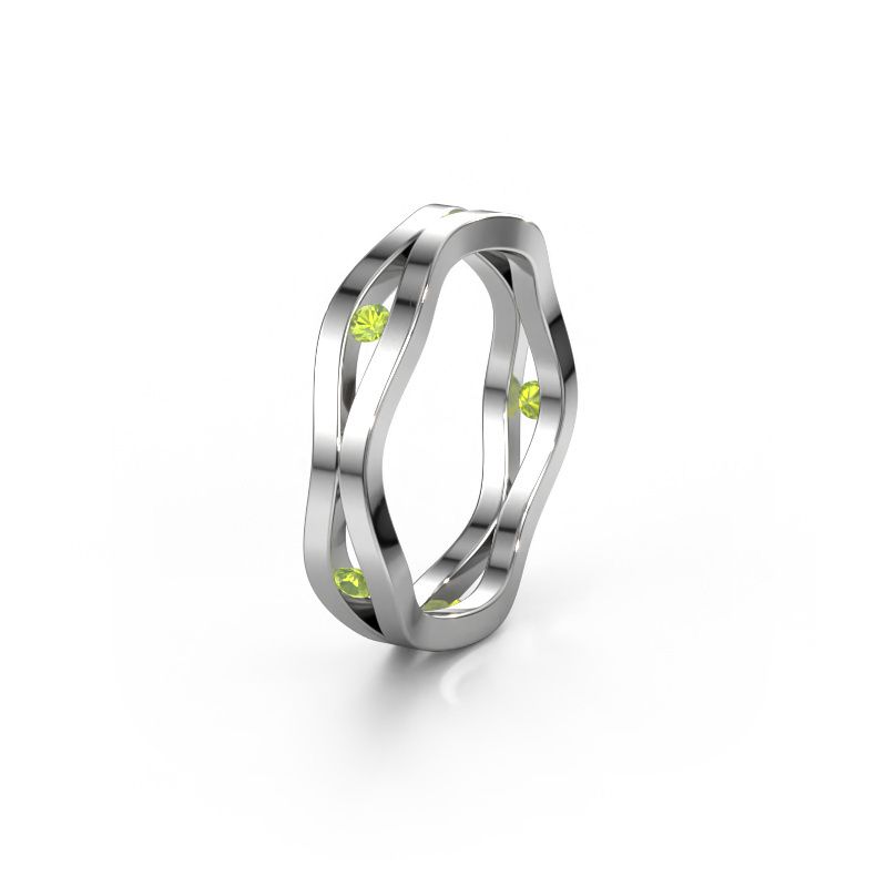 Trauring WH2122L 585 Weißgold Peridot ±5x1.8 mm