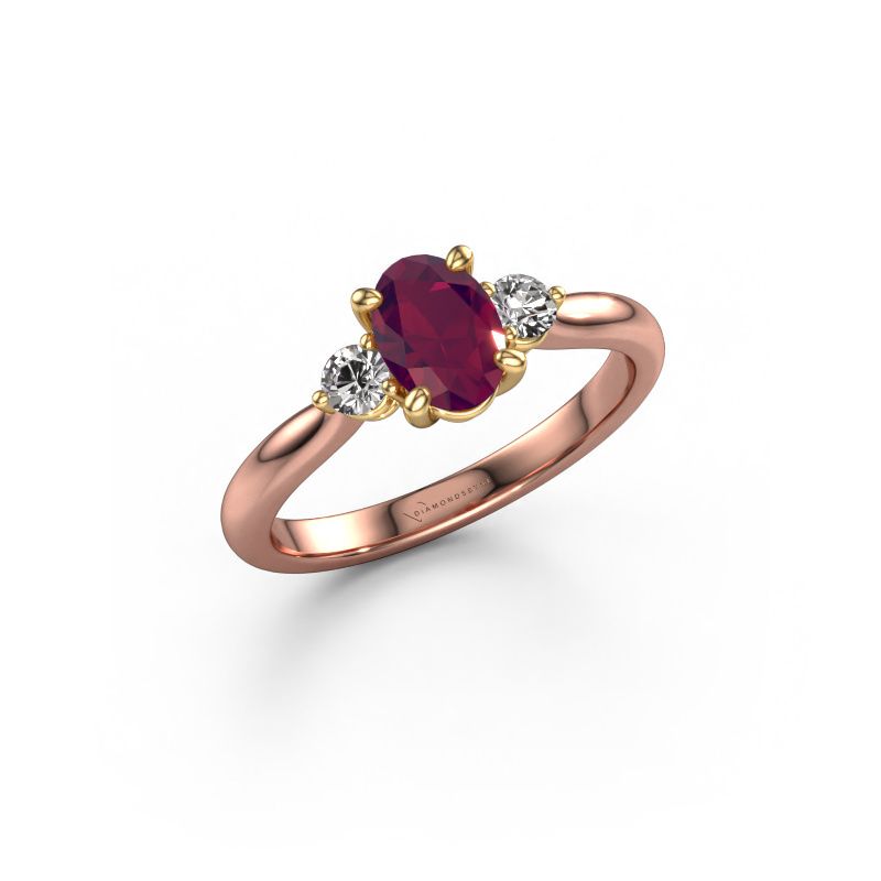 Verlobungsring Lieselot OVL 585 Roségold Rhodolit 7x5 mm