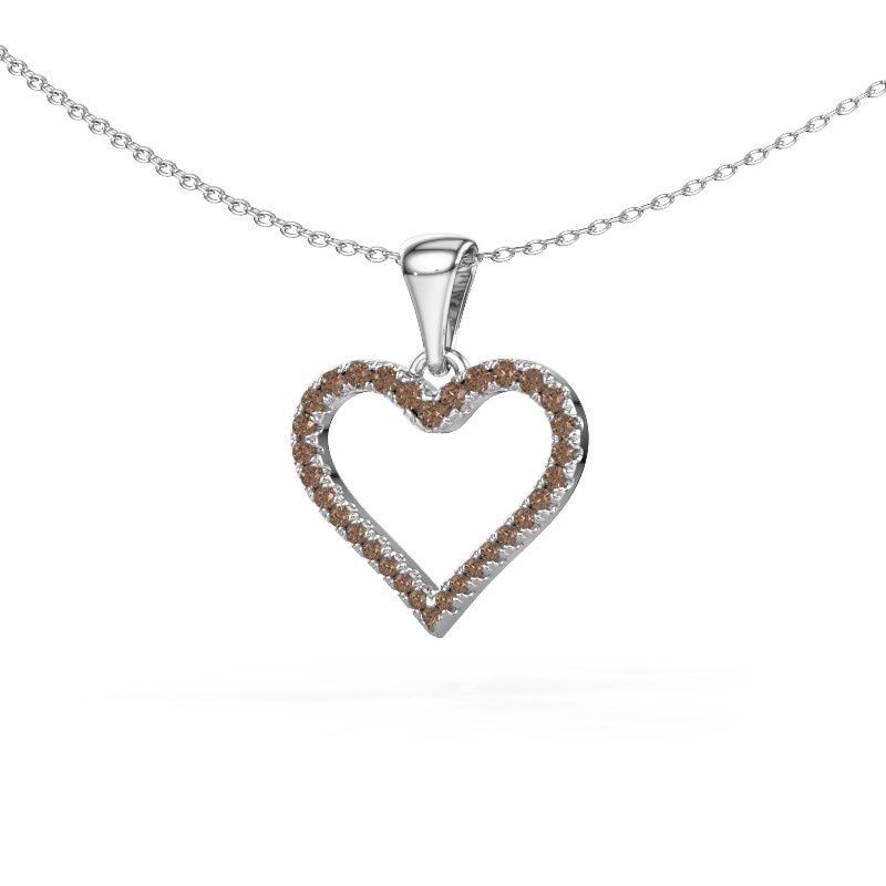 Hanger Heart 8 950 platina bruine diamant 0.264 crt