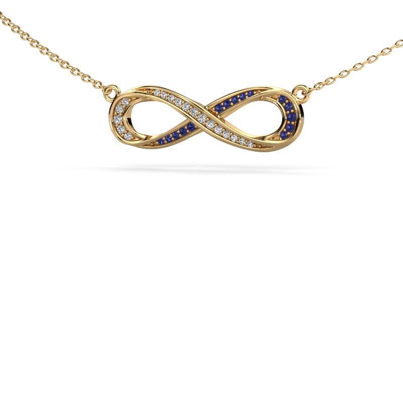 Halsband Infinity 2 585 gult guld safir 0.8 mm