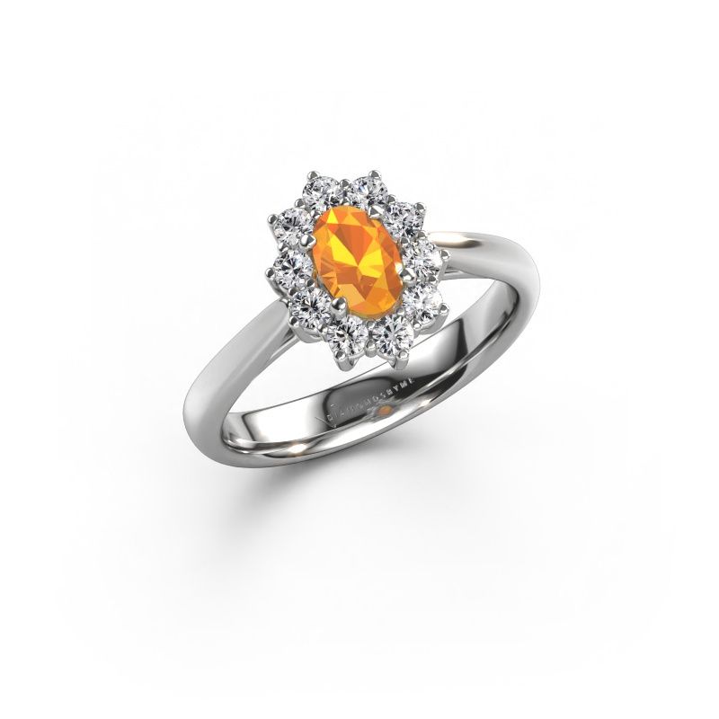 Bague de fiançailles Leesa 1 express 585 or blanc citrine 6x4 mm
