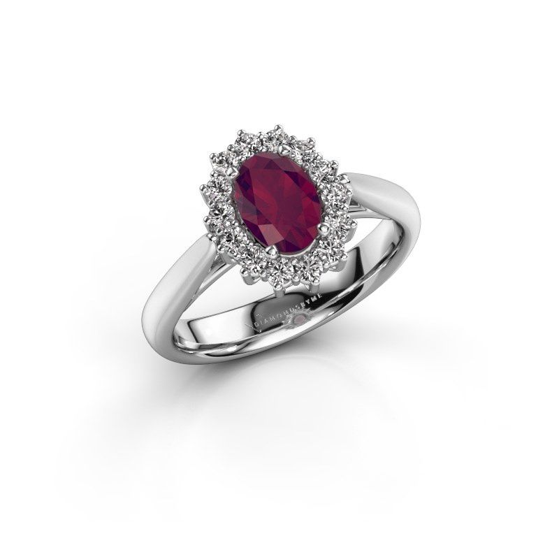 Image de Bague de fiançailles Margien 1<br/>585 or blanc<br/>Rhodolite 7x5 mm