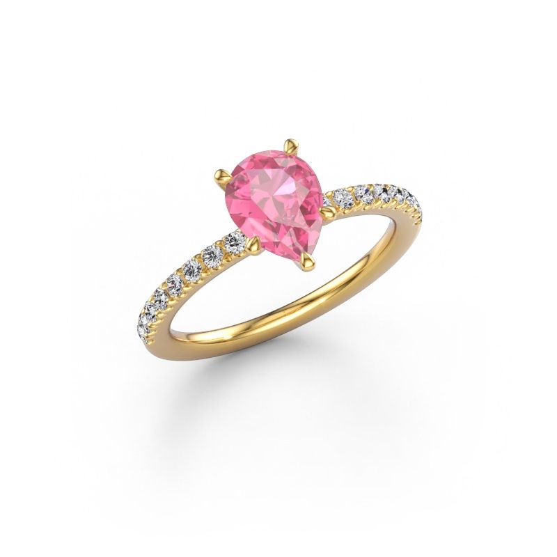 Anello di fidanzamento Crystal PER 2 585 oro zaffiro rosa 8x6 mm