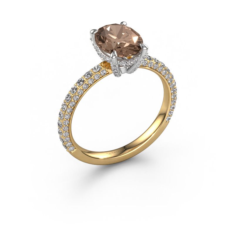 Engagement ring Saskia 2 OVL 585 gold brown diamond 2.508 crt