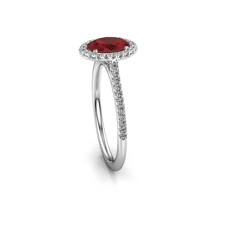 Image of Engagement ring seline ovl 2<br/>585 white gold<br/>Ruby 7x5 mm
