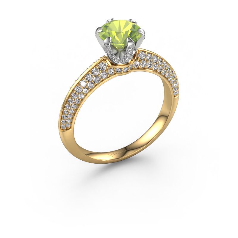 Bague de fiançailles Abby 585 or jaune péridot 6.5 mm