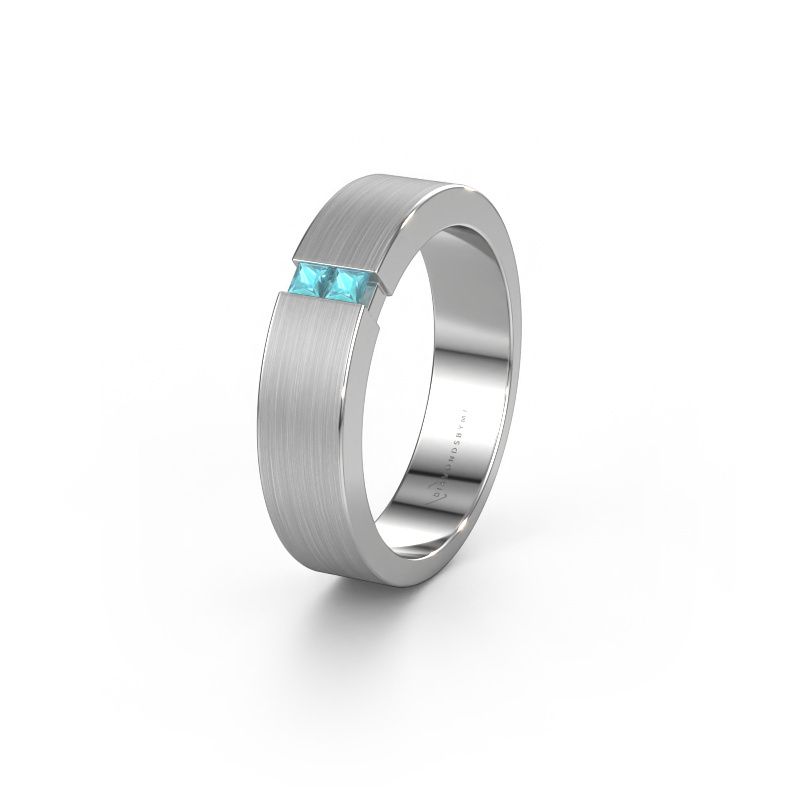 Trouwring WH2136L15E 585 witgoud blauw topaas ±5x2.6 mm