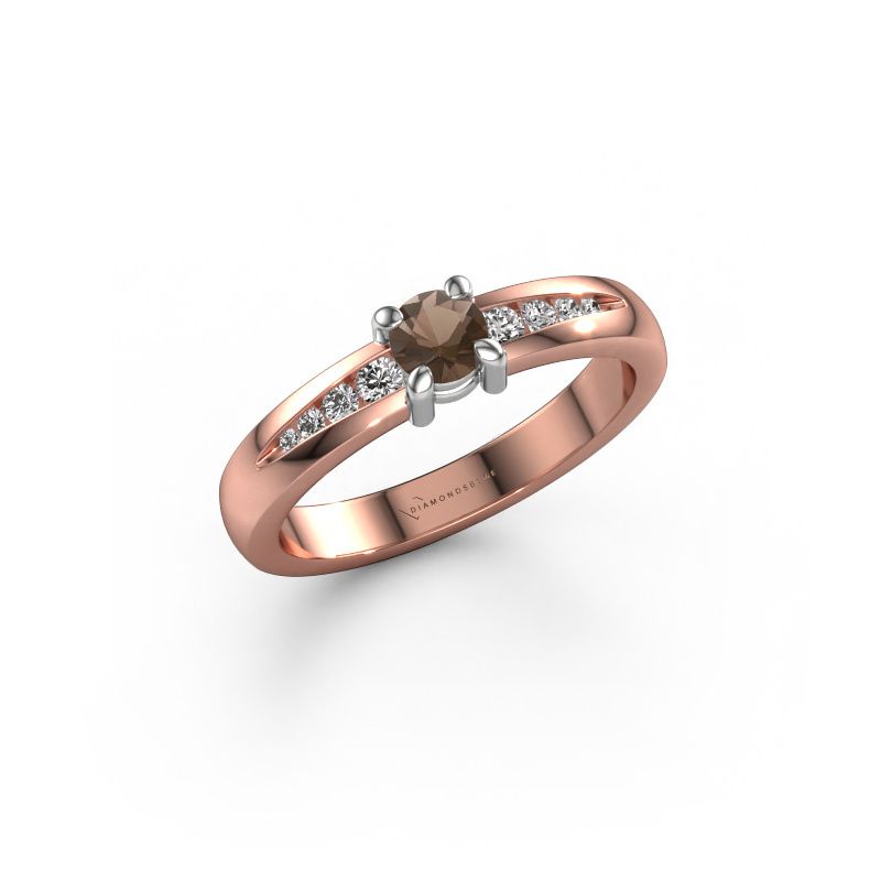 Bague de fiançailles Zohra 585 or rose quartz fumé 4 mm