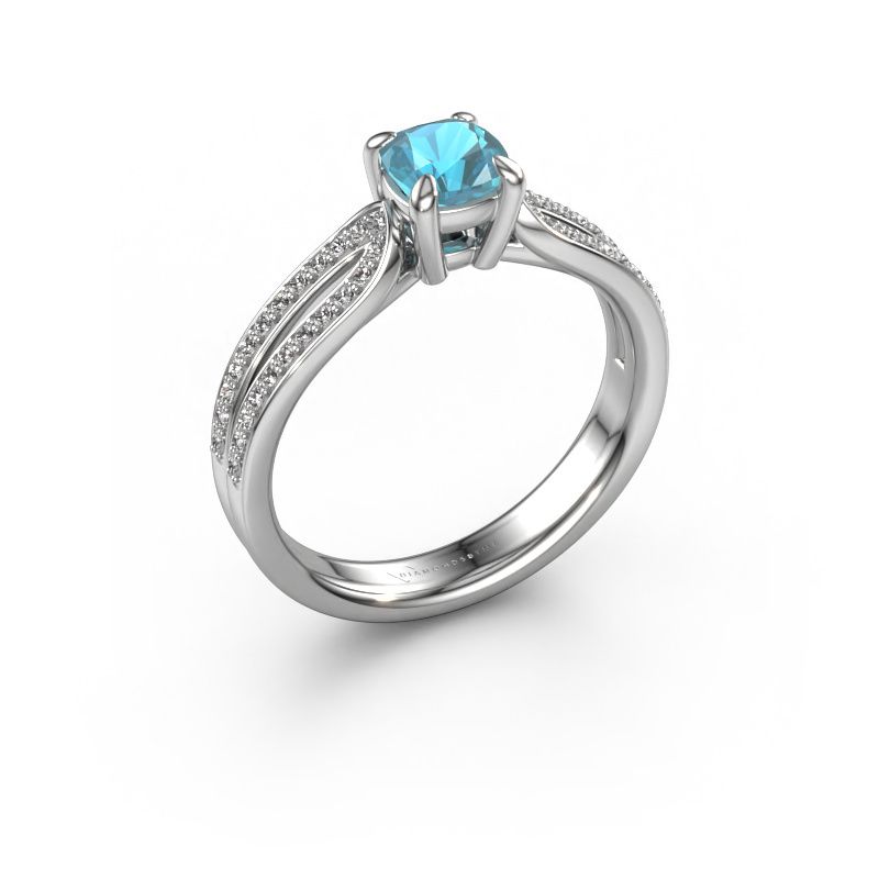 Engagement ring Antonia cus 2 585 white gold blue topaz 5 mm