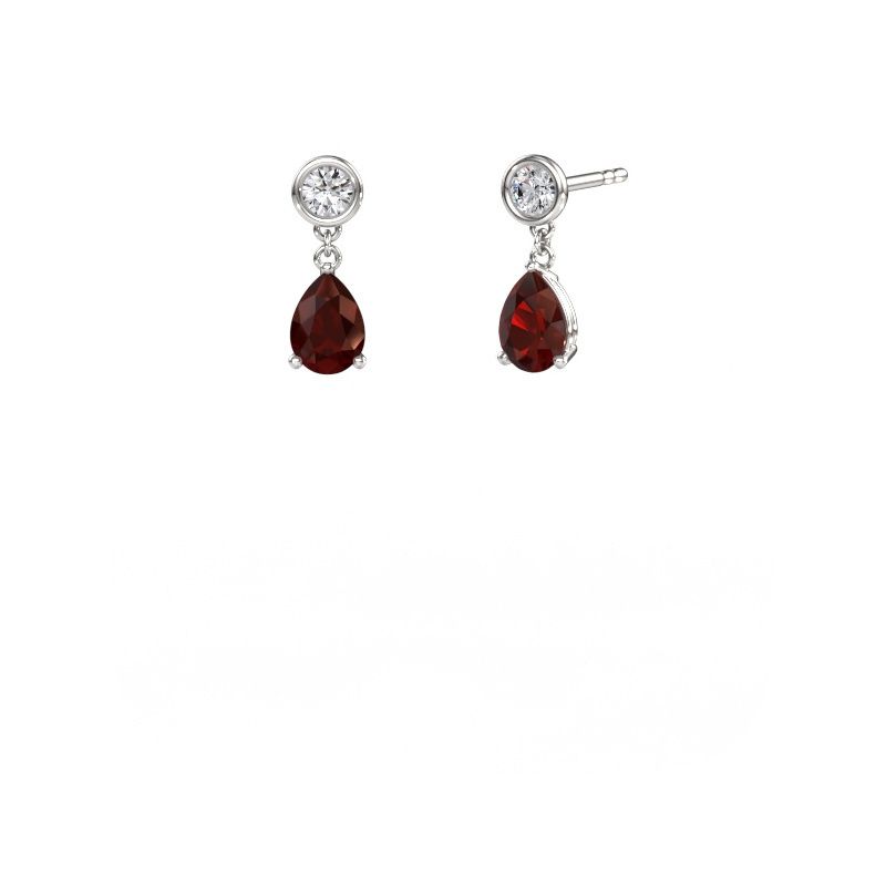 Drop earrings Lacey PER 950 platinum garnet 7x5 mm