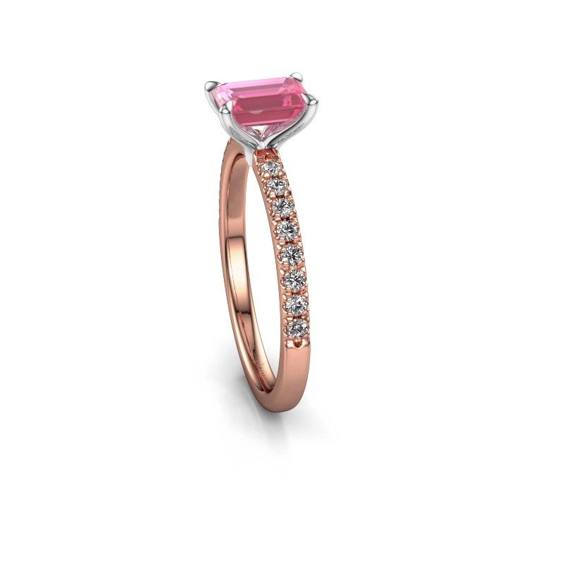Afbeelding van Verlovingsring Crystal EME 2 585 rosé goud roze saffier 6.5x4.5 mm