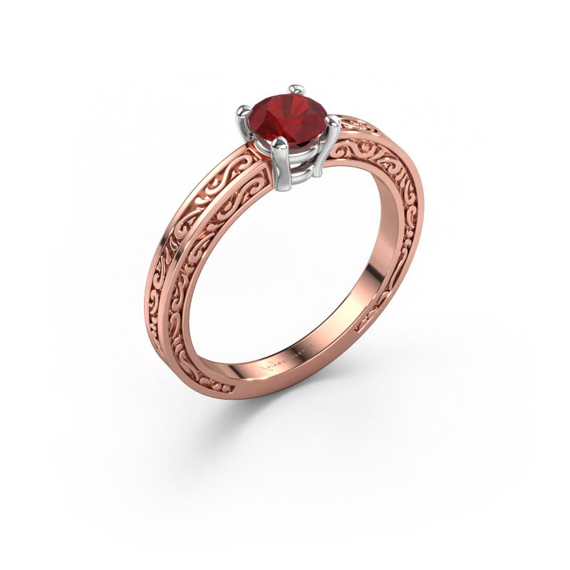 Engagement ring Claudette 1 585 rose gold ruby 5 mm