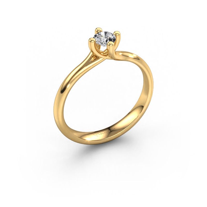 Bague de fiançailles Dewi Round 585 or jaune diamant synthétique 0.25 crt