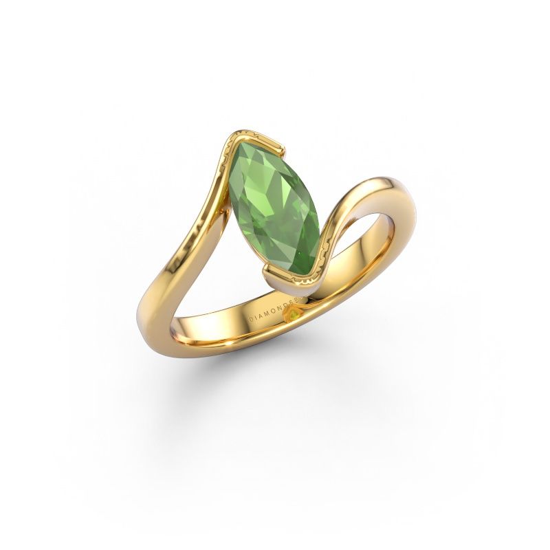 Verlobungsring Eve 585 Gold Turmalin grün 10x5 mm
