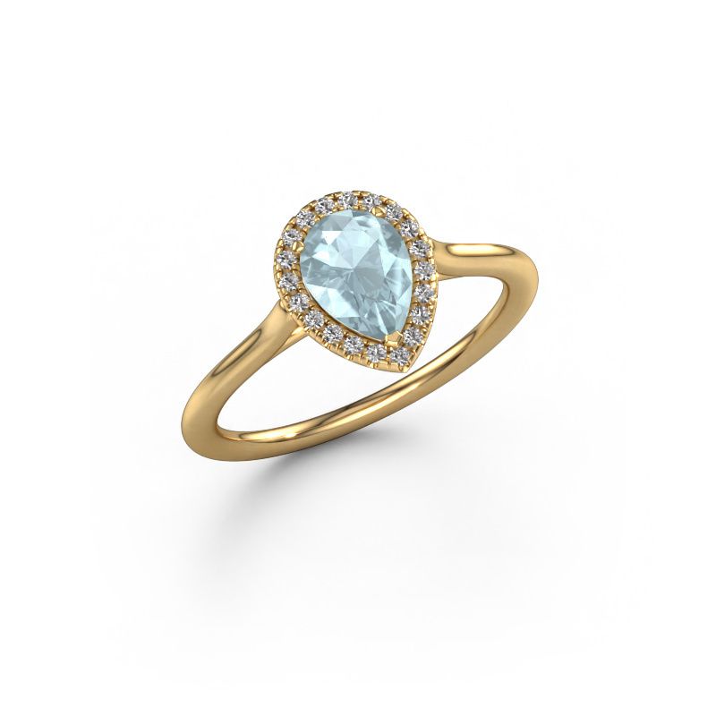 Engagement ring Seline per 1 585 gold aquamarine 7x5 mm